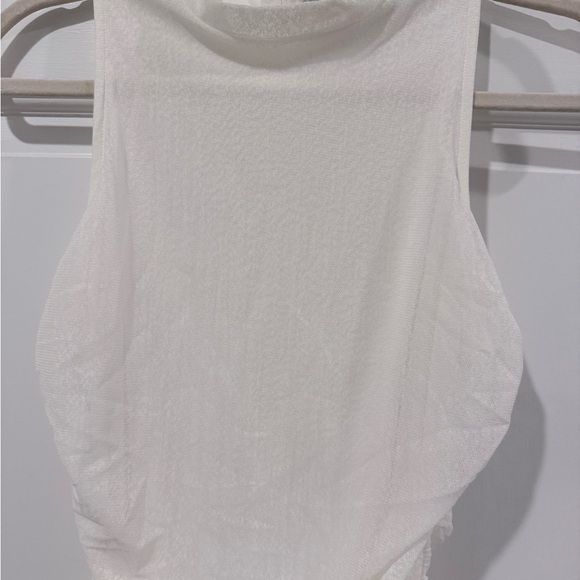 Lulu's White Mesh Ruched Sleeveless Mock Neck Bodycon Mini Dress Size S - Picture 3 of 13